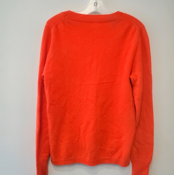 J. Crew Cashmere Orange Sweater with Leopard Heart - Picture 4 of 8